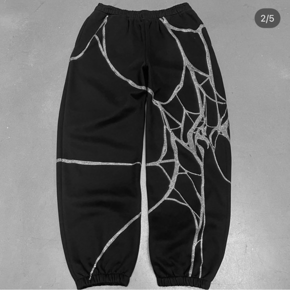 RARE Named Collective Poison Spider Web Rhinestone Track Suit Hoodie Pants - Picture 5 of 8